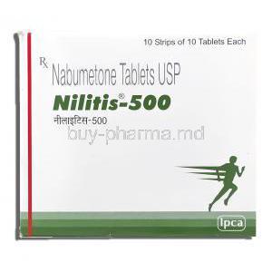 Nilitis, Generic  Relafen, Nabumetone 500 mg box
