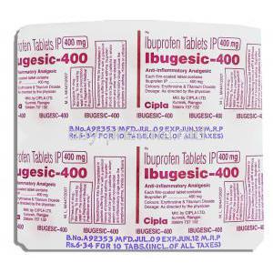 Ibugesic, Generic Motrin,  Ibuprofen 400 Mg Tablet (Okasa Pvt)