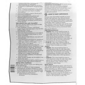 Carvedilol 3.125 mg information sheet 1