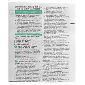 Carvedilol 3.125 mg information sheet 2