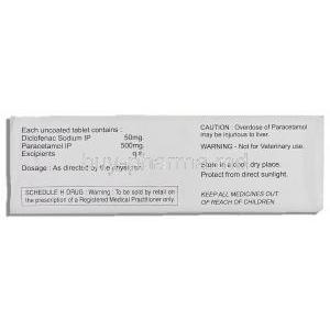  Inac-P, Diclofenac Sodium, Paracetamol 50 mg/ 500 mg Tablets (Zydus Recon  )