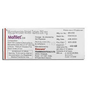 Mofilet, Generic Myfortic, Mycophenolic 250 mg Emsure