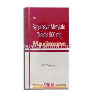 Maximune , Generic Invirase, Saquinavir 500 mg box composition