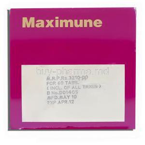 Maximune , Generic Invirase, Saquinavir 500 mg expiry date