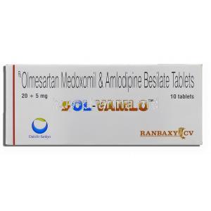 Ol-Vamlo, Generic Benicar/ Norvasc Olmesartan 20 mg/ Amlodipine 5 mg box