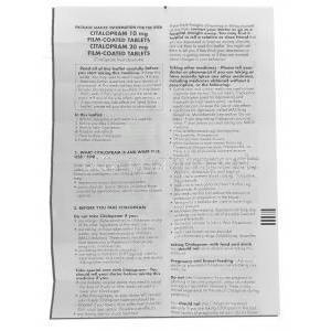 Citalopram 20 mg information sheet 1