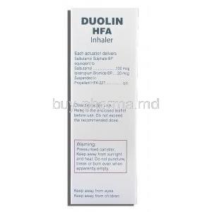 Duolin HFA Inhaler box information