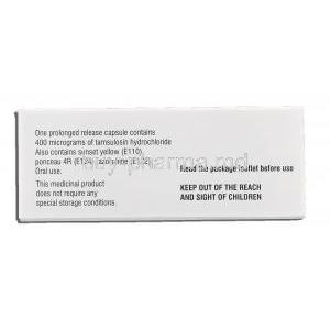 Contiflo XL, Generic Flomax, Tamsulosin 400 mg XL box informatin