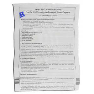 Contiflo XL, Generic Flomax, Tamsulosin 400 mg XL information sheet 1