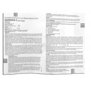 Dorzox T, Generic  Cosopt, Dorzolamide Hydrochloride/Timolol Maleate Eye Drops information sheet 1