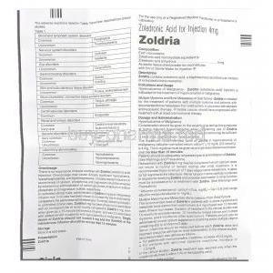 Zoldria, Zoledronic Acid Injection information sheet 1