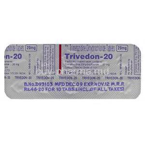 Trivedon, Trimetazidine, Generic Vastarel Sr,  20 Mg Tablet (Cipla)