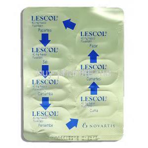 Lescol Fluvastatin  40 mg packaging