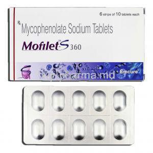 Mofilet S 360, Generic Myfortic, Mycophenolic 360mg, Tablet