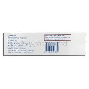 Renodapt-S, Generic Myfortic, Mycophenolic 180 mg box composition