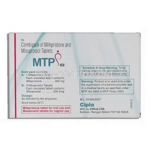 MTP Kit, Mifepristone 200 mg/ Misoprostol 200 mcg