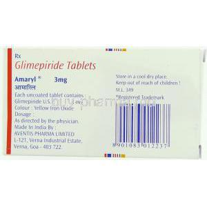 Amaryl,  Glimepiride 3 Mg Manufacturer