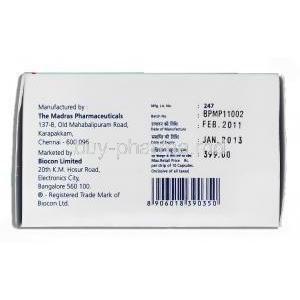 Renodapt, Generic Cellcept, Mycophenolate Mofetil 250 mg box manufacturing information