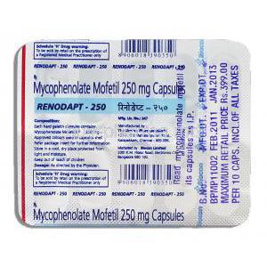 Renodapt, Generic Cellcept, Mycophenolate Mofetil 250 mg packaging