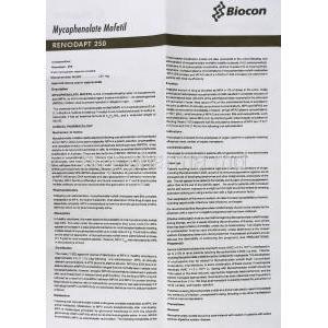 Renodapt, Generic Cellcept, Mycophenolate Mofetil 250 mg information sheet 1