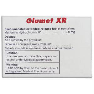 Grumet XR, Generic Glucophage,  Metformin Hcl  500 Mg Tablet (Protec)