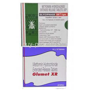 Glyciphage/ Glumet XR, Generic Glucophage, Metformin Hcl Tablet