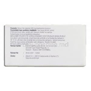 Klacid, Clarithromycin 500 mg  (From Turkey)