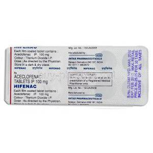 Hifenac, Aceclofenac 100 Mg Tablet (Intas)
