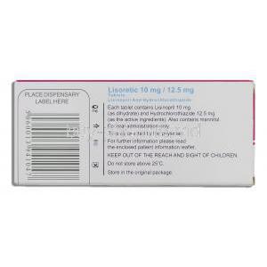Lisoretic, Lisinopril 10 mg/  Hydrochlorothiazide  12.5 mg box information