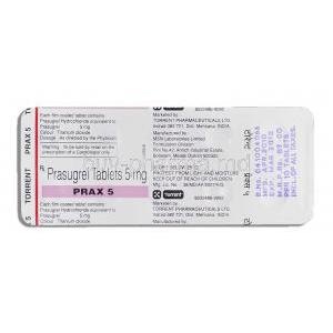 Prax, Generic Effient, Prasugrel 5 mg packaging