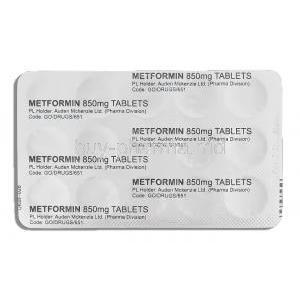 Metformin 850 mg packaging