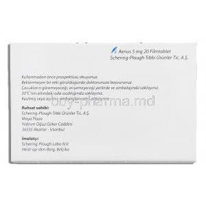 Aerius, Desloratadine 5 mg Schering-Plough (From Turkey)