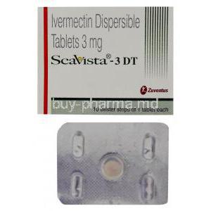 Scavista-3 DT, Generic Stromectol,  Ivermectin 3mg Tablet (Zuvista)and BOX