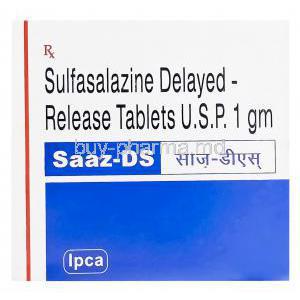 Saaz-DS, Generic Azulfidine, Sulfasalazine 1gm Delayed Release Box