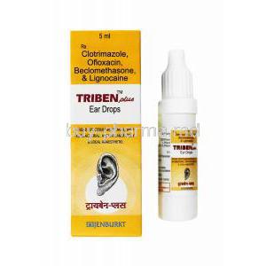 Triben Plus Ear Drop, Beclometasone/ Clotrimazole/ Ofloxacin/Lidocaine(Lignocaine)