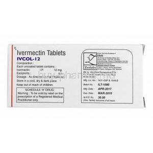 Ivcol, Ivermectin 12mg composition