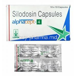 Alphacept, Silodosin 4mg box and capsules