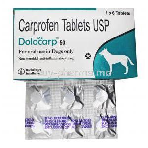 Dolocarp for Dogs box and tablets
