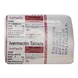 Iverfast, Ivermectin 6mg tablet back