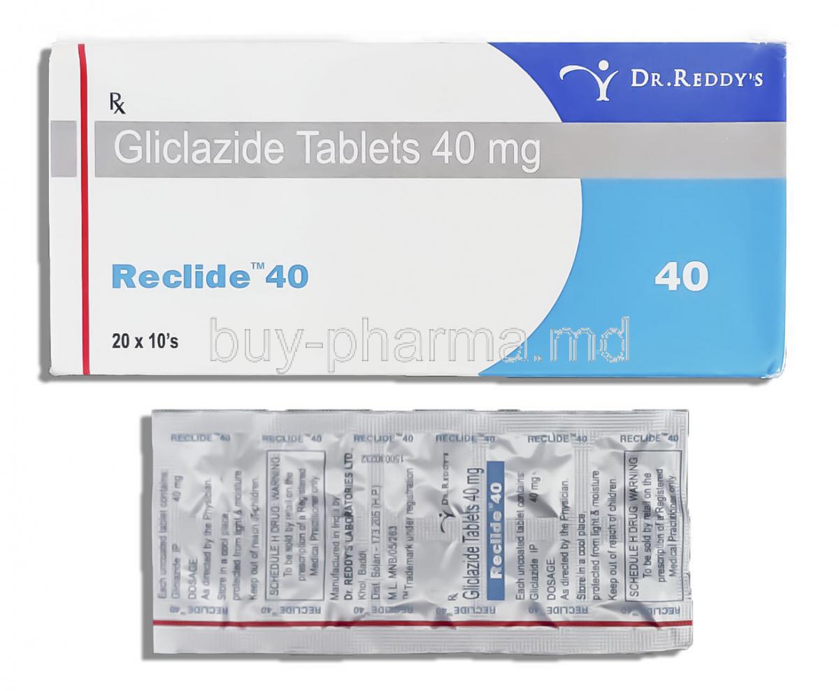 Reclide, Generic  Diamocron, Gliclazide 40 mg