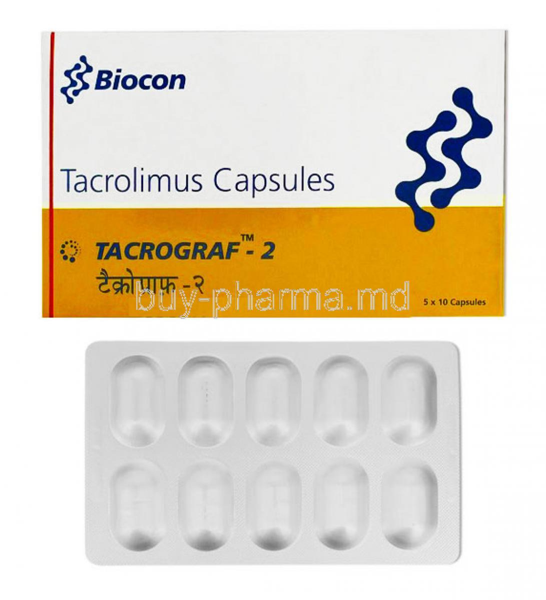 Tacrograf, Tacrolimus 2mg box and tablets