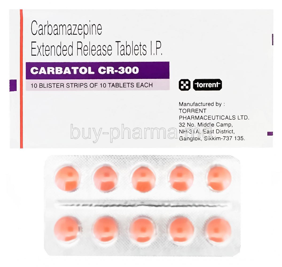 Carbatol CR-300, Generic Tegretol, Carbamazepine ER 300mg