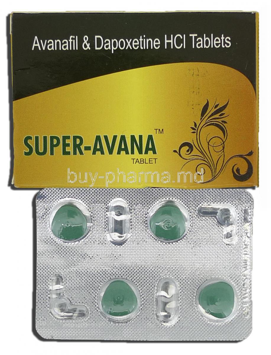 Super Avana, Avanafil, 100 mg, Dapoxetine, 60 mg, Tablet