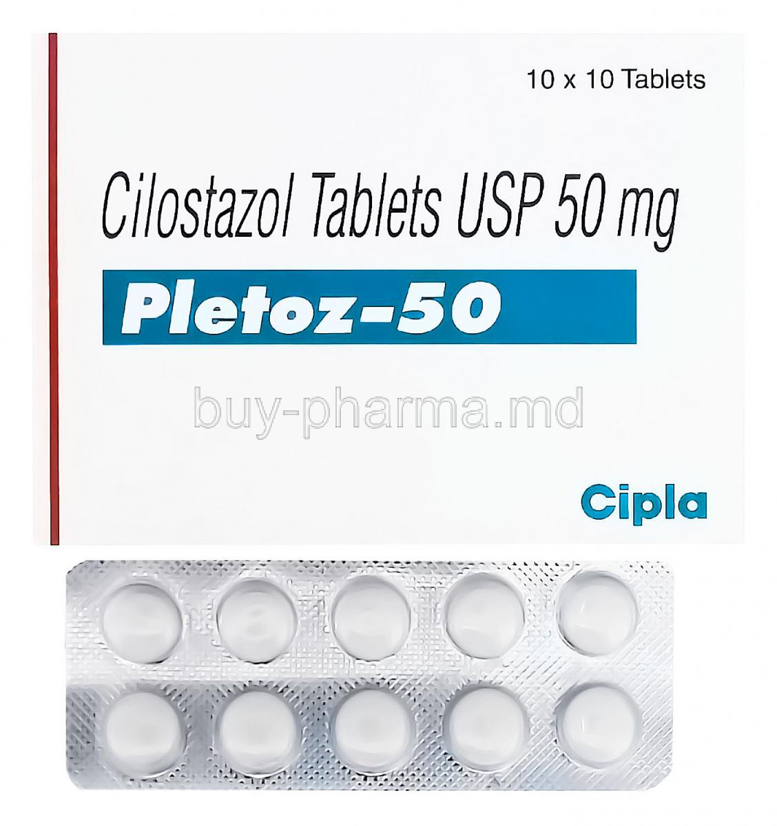 Pletoz-50, Generic Pletal, Cilostazol 50mg