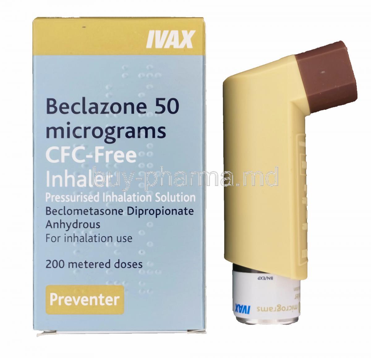 Beclazone CFC-Free Inhaler, Beclometasone Dipropionate Anhydrous 50mcg 200MD