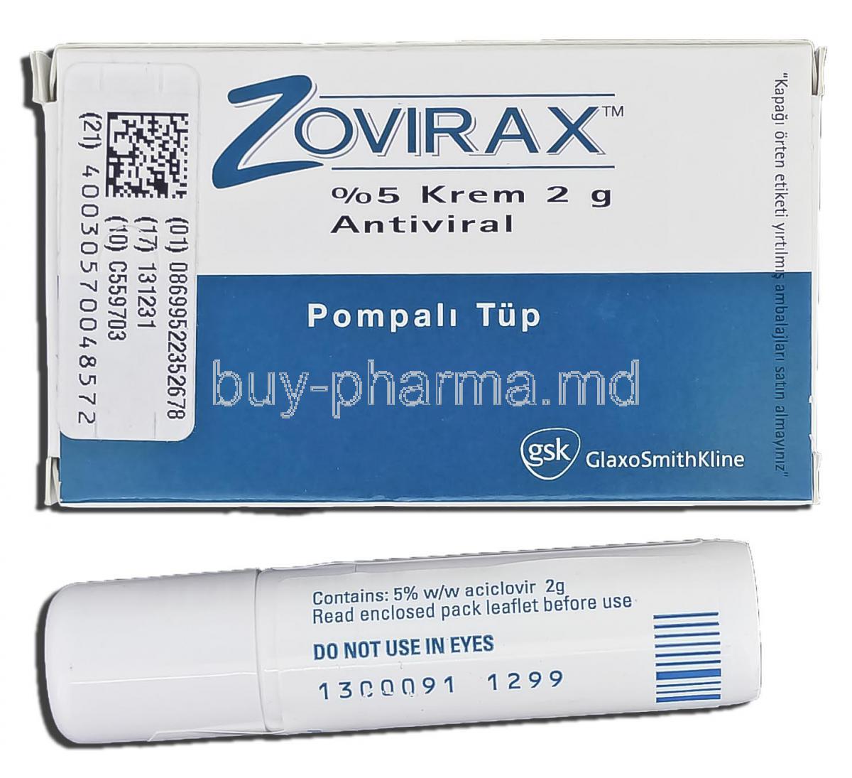Zovirax, 5% aciclovir 2g, Cold Sore Cream