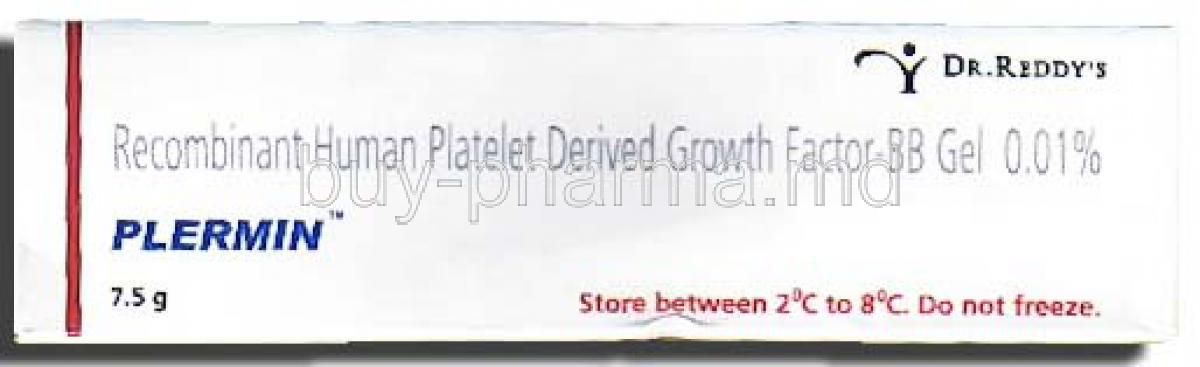 Plermin 7.5, Generic Regranex, Becaplermin Gel Recombinant Human Platelet Derived Growth Factor BB Gel 0.01% Box