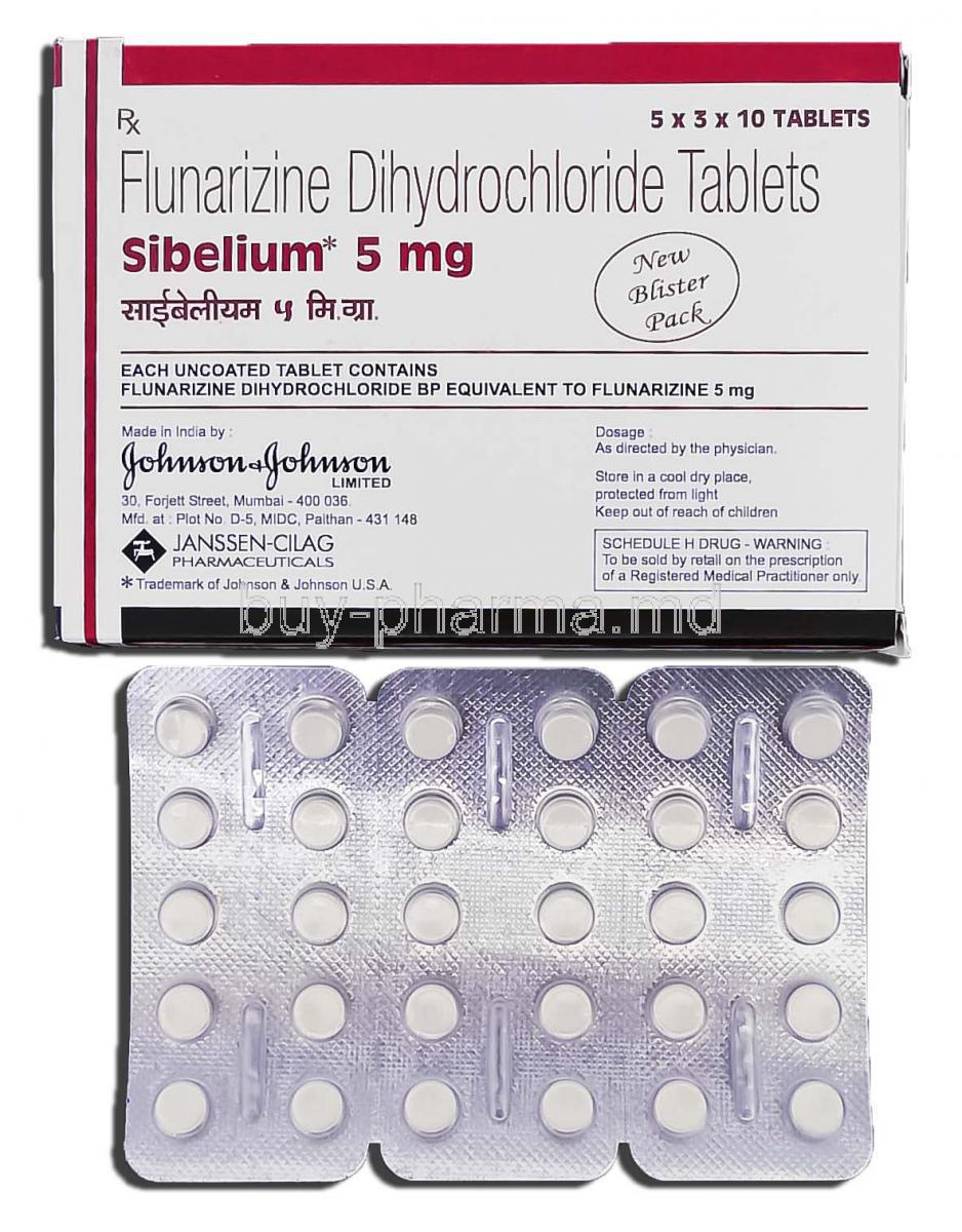 Sibelium, Flunarizine Dihydrochloride 5mg, Tablet