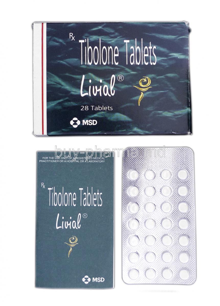 Livial, Branded, Tibolone, 2.5 mg, Box and Strip
