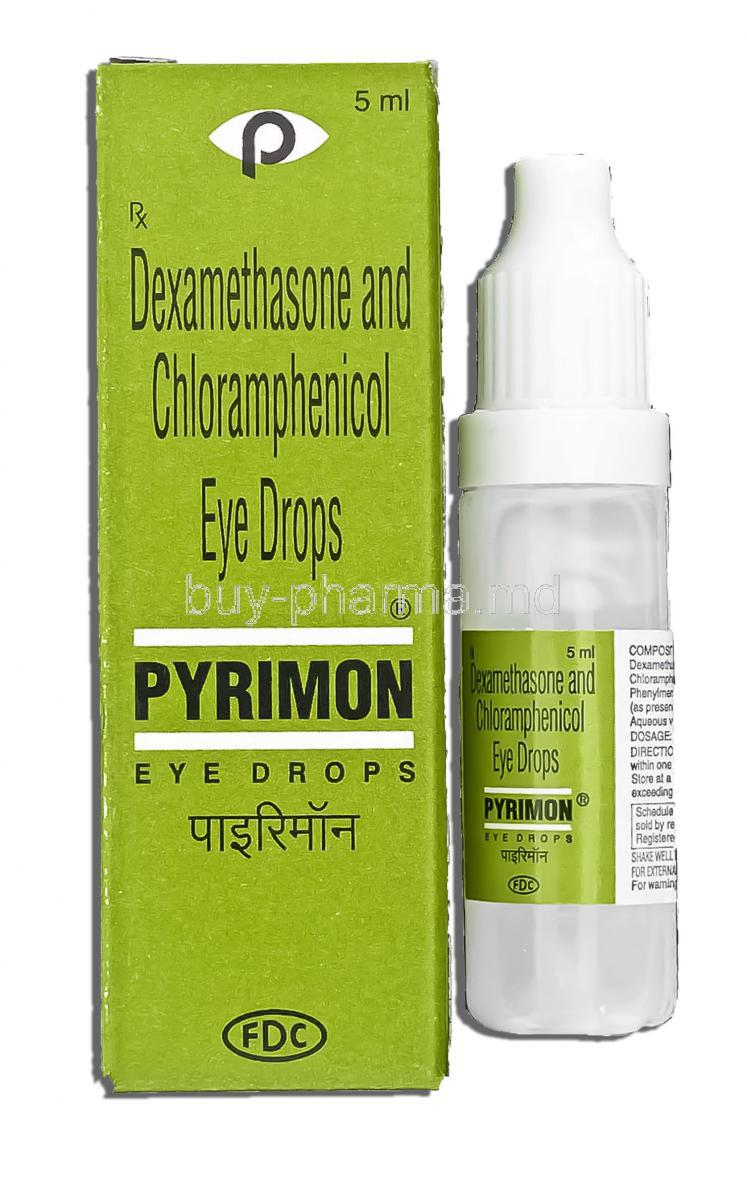 Pyrimon,  Chloramphenicol/ Dexamethasone 1% w/v/ 0.1% W/v 5 Ml Eye Drops (FDC)